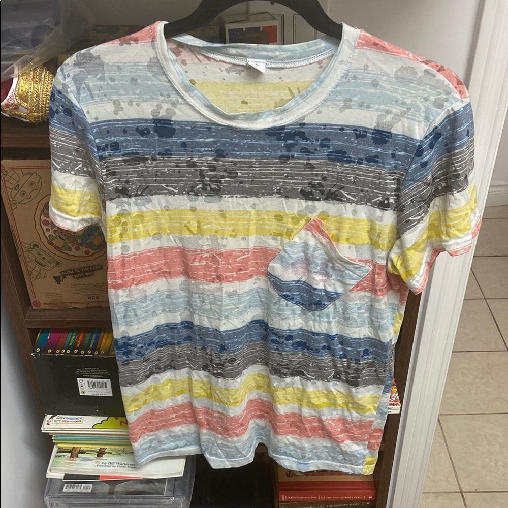 Korean Design Multicolor Tee with Blue and Yellow Accents